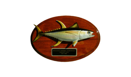YELLOWFIN TUNA TROPHY PLAQUE, HORIZONTAL